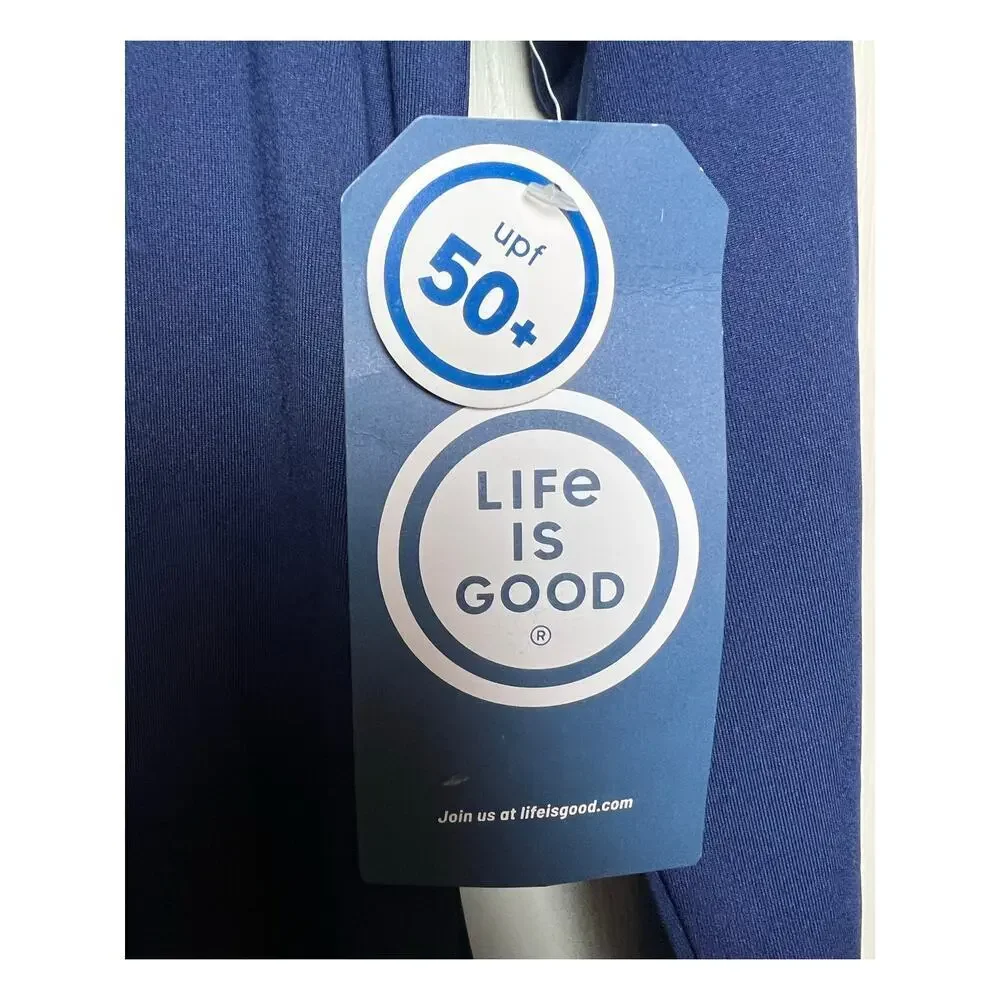Life is Good Sun Shirt Kids Navy Long Sleeve Stretch UPF 50 Unisex Size XL